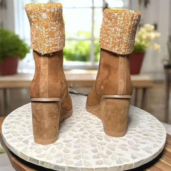 Donald Pliner $288 Sindie Suede Knit Cuff Wedge Boots Size 9 NEW - Picture 5 of 11